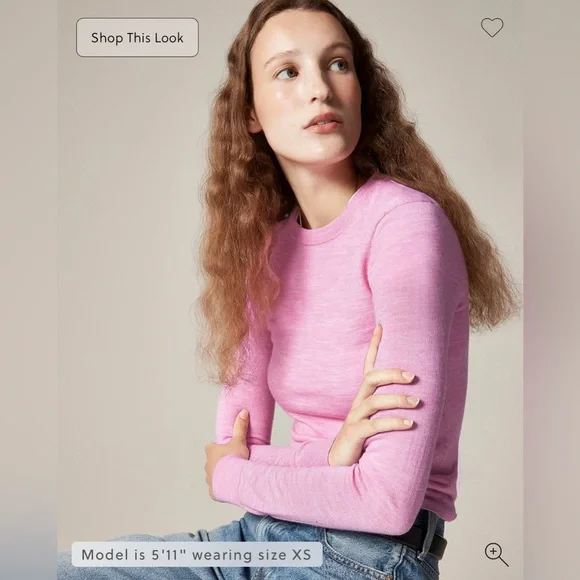 J.Crew Carolyn fitted crewneck sweater in merino wool in heather neon orchid - Picture 1 of 8